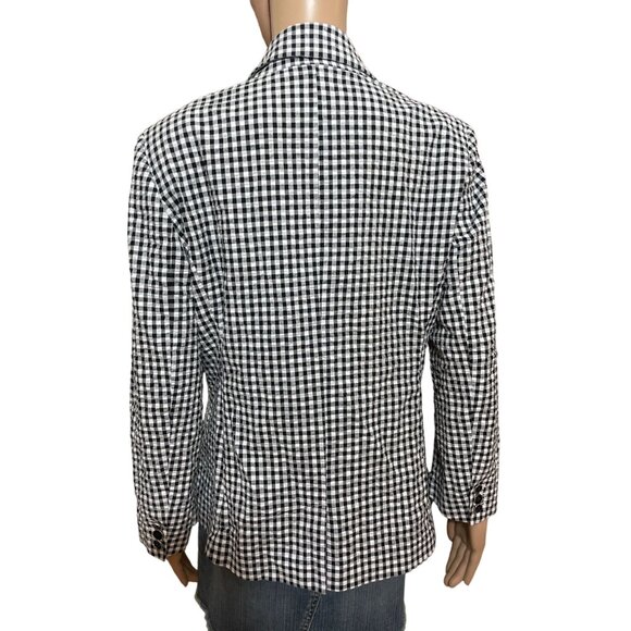 Rafaella Weekend Black White Gingham Lined One Button Blazer Jacket Size M - Picture 3 of 3